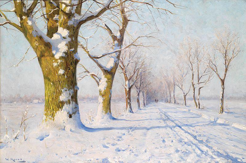 Walter Moras A sunny winters day France oil painting art